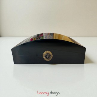 Hộp sơn mài cong trơn đen 24*37cm